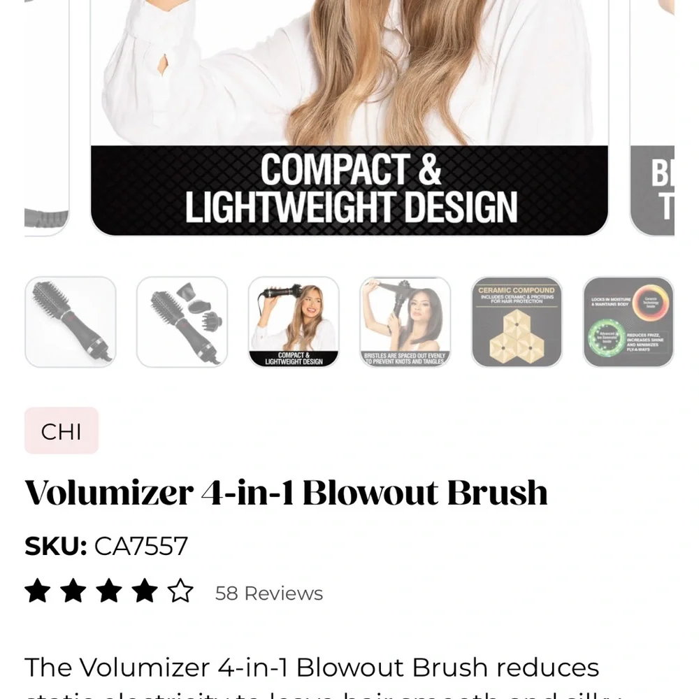 $125. CHI Black Volumizer 4-in-1 Blowout Brush top of the line. New never used! - Picture 11 of 16